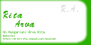 rita arva business card